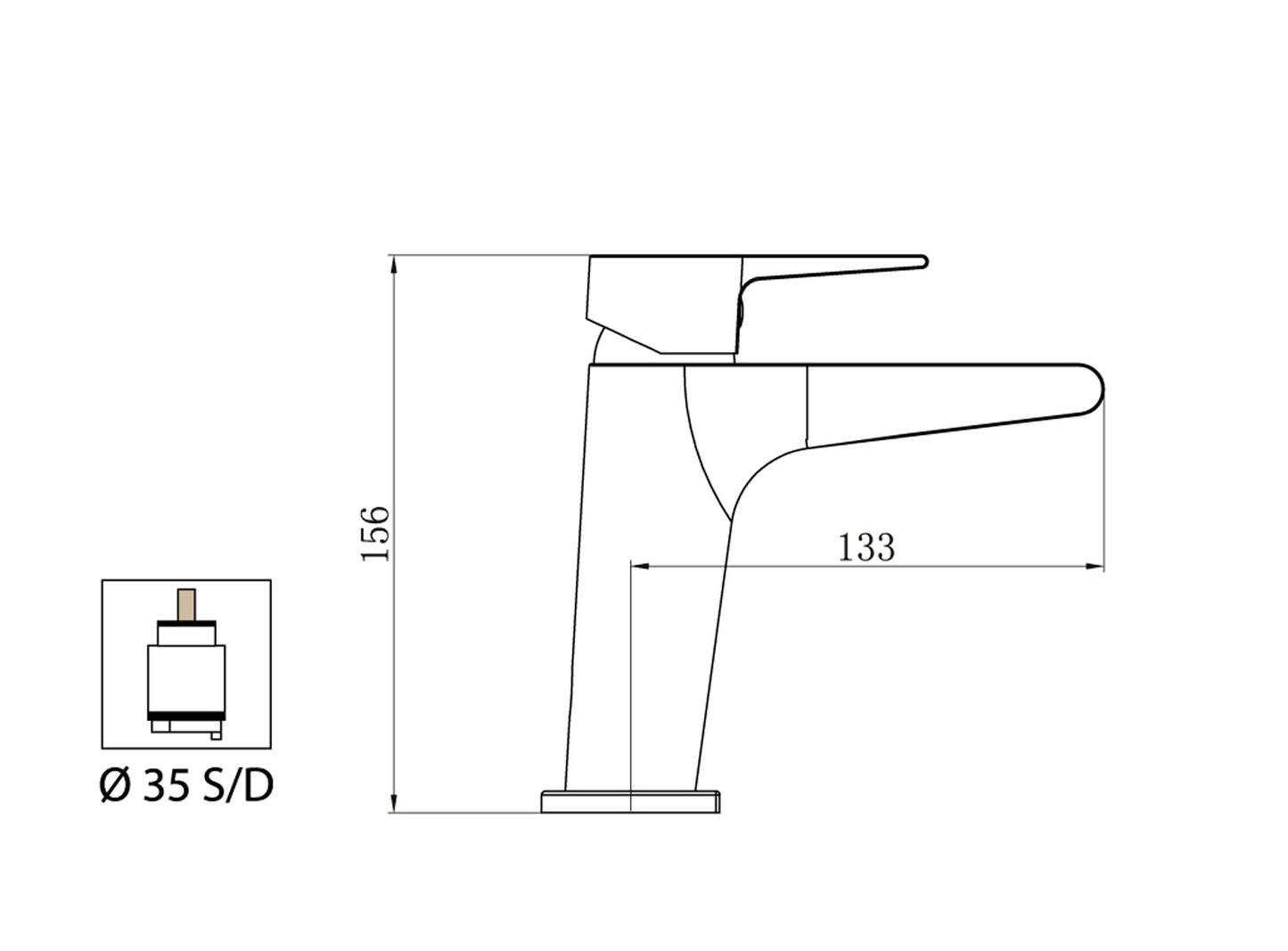 Miscelatore Lavabo Piletta Scarico Automatico 1" 1/4" Duemmeggi Omega Appoggio 1 Foro Monoforo 1 Leva Manopola Monocomando Lunghezza 133 mm Altezza 156 mm Stile Moderno Ottone Finitura Cromata Made in Italy Garanzia 5 Anni