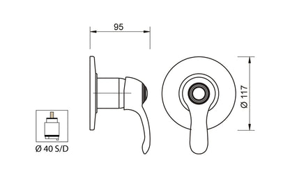 Miscelatore Incasso Doccia Duemmeggi Zeta Muro Parete Monoforo 1 Via 1 Foro 1 Leva Manopola Monocomando Meccanico Stile Classico Con Piastra Materiale Ottone Finitura Cromata Made in Italy Garanzia 5 Anni