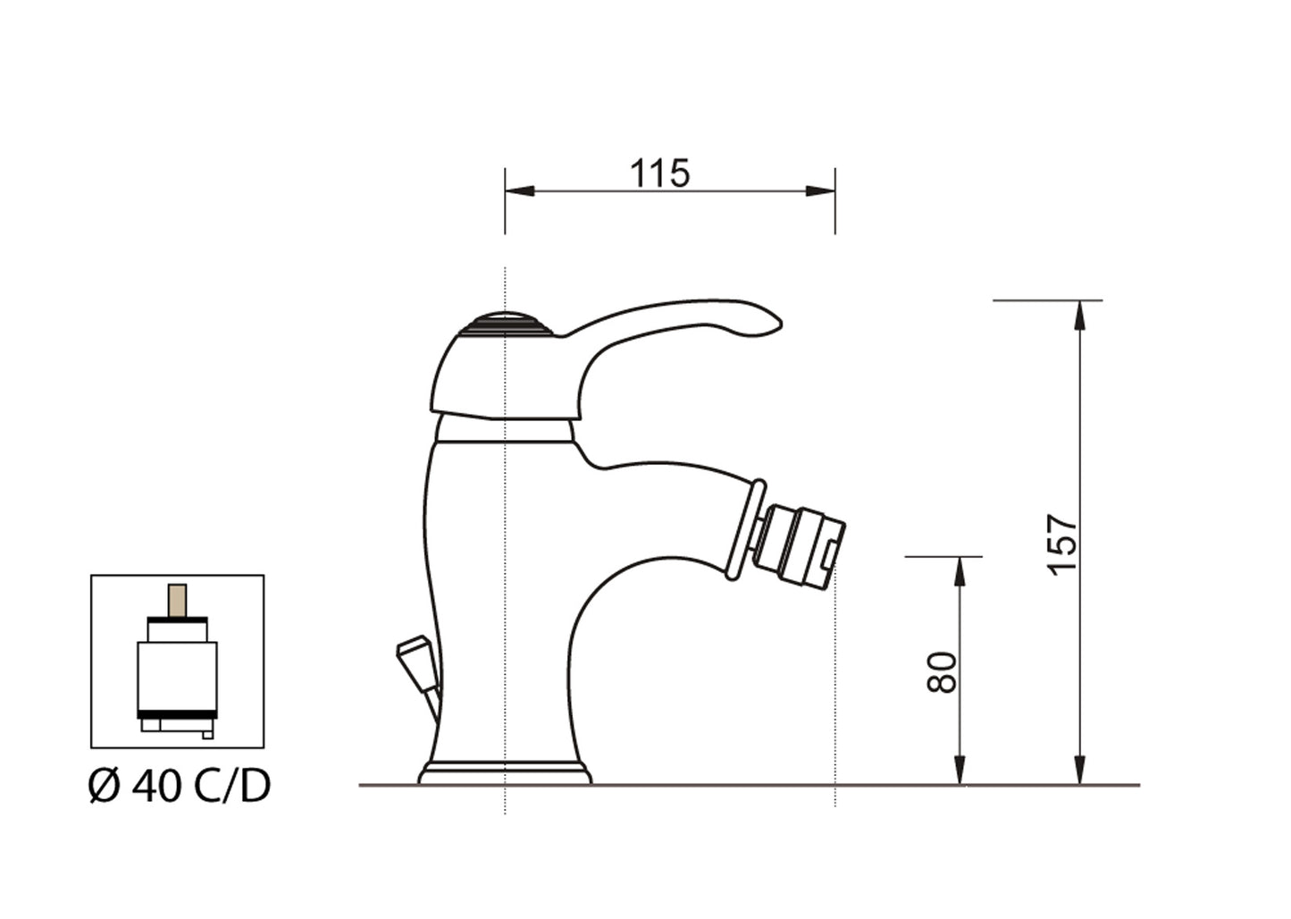 Miscelatore Bidet con Piletta Scarico Automatico 1" 1/4" Duemmeggi Zeta Appoggio Monoforo 1 Foro Monocomando 1 Leva Manopola Materiale Ottone Finitura Cromata Stile Classico Made in Italy Garanzia 5 Anni
