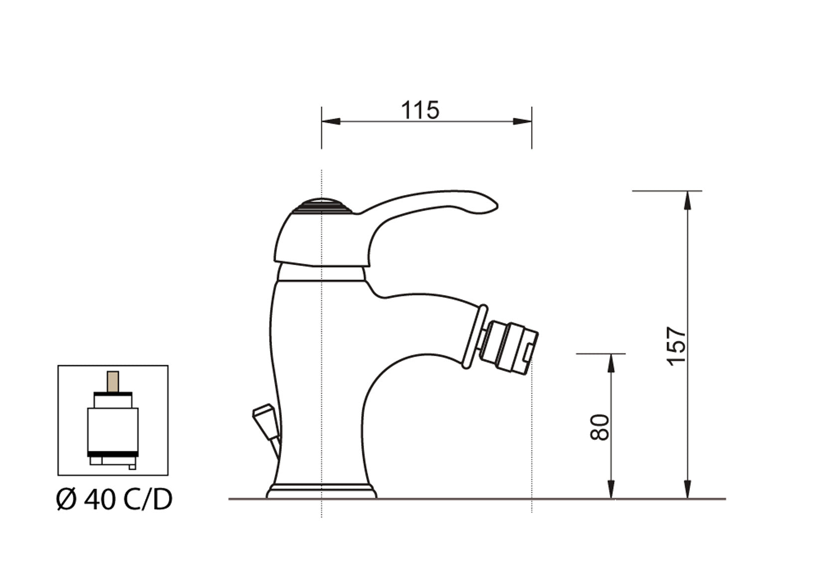 Miscelatore Bidet con Piletta Scarico Automatico 1" 1/4" Duemmeggi Zeta Appoggio Monoforo 1 Foro Monocomando 1 Leva Manopola Materiale Ottone Finitura Cromata Stile Classico Made in Italy Garanzia 5 Anni