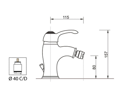 Miscelatore Bidet con Piletta Scarico Automatico 1" 1/4" Duemmeggi Zeta Appoggio Monoforo 1 Foro Monocomando 1 Leva Manopola Materiale Ottone Finitura Cromata Stile Classico Made in Italy Garanzia 5 Anni