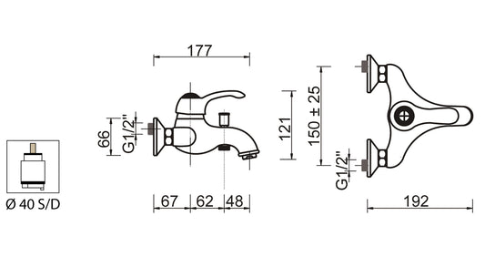 Miscelatore Vasca Esterno Con Duplex E Set Doccia Duemmeggi Zeta Doccetta Parete Muro 3 Fori 1 Leva Manopola Monocomando Stile Classico Ottone Finitura Cromata Made in Italy Garanzia 5 Anni