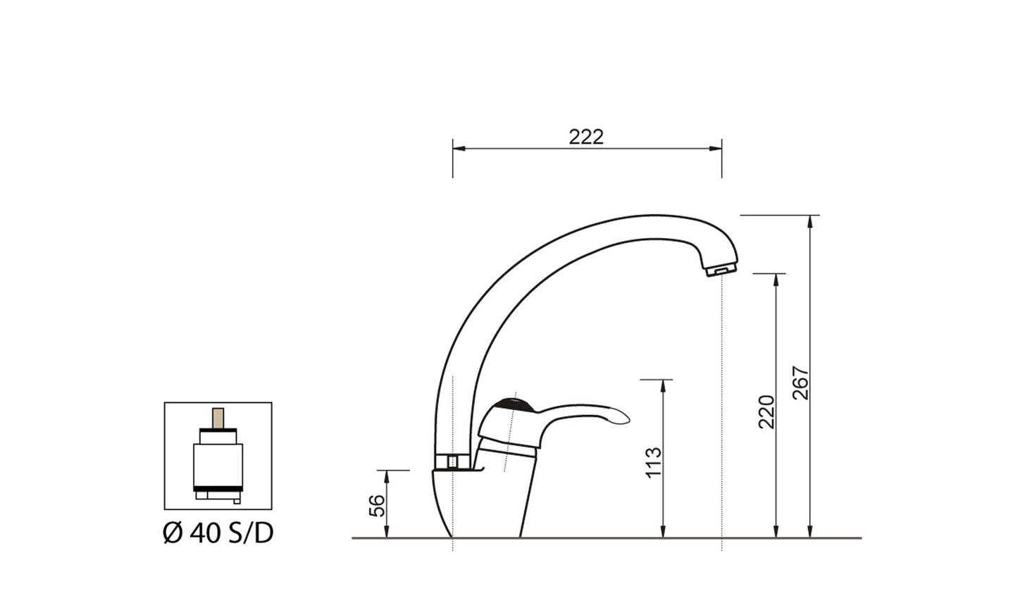Miscelatore Lavello Cucina Lavatoio Lavapanni Canna Snodata Alta Duemmeggi Zeta Appoggio Monoforo 1 Foro 1 Leva Monocomando Manopola Stile Classico Materiale Ottone Finitura Cromata Made in Italy Garanzia 5 Anni