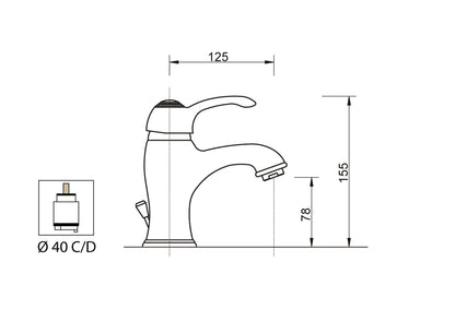 Miscelatore Lavabo Scarico Automatico 1" 1/4" Duemmeggi Zaffiro Ottone Finitura Cromata