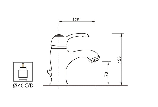 Miscelatore Lavabo Scarico Automatico 1" 1/4" Duemmeggi Zaffiro Ottone Finitura Cromata