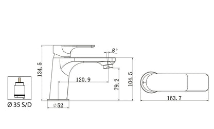 Miscelatore Lavabo Con Piletta Scarico Automatico 1" 1/4" Duemmeggi Smart Installazione Appoggio Monoforo 1 Foro Monocomando 1 Leva Manopola Stile Moderno Altezza 134,5 mm Materiale Ottone Finitura Cromata Made in Italy Garanzia 5 Anni