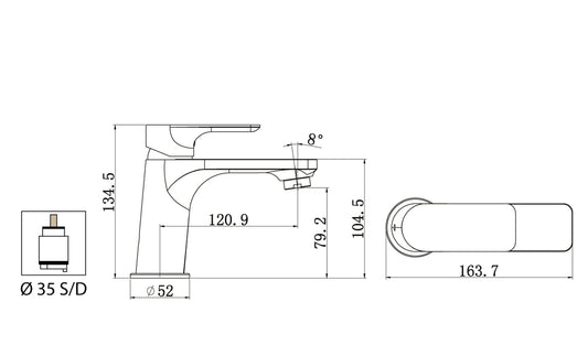 Miscelatore Lavabo Con Piletta Scarico Automatico 1" 1/4" Duemmeggi Smart Installazione Appoggio Monoforo 1 Foro Monocomando 1 Leva Manopola Stile Moderno Altezza 134,5 mm Materiale Ottone Finitura Cromata Made in Italy Garanzia 5 Anni