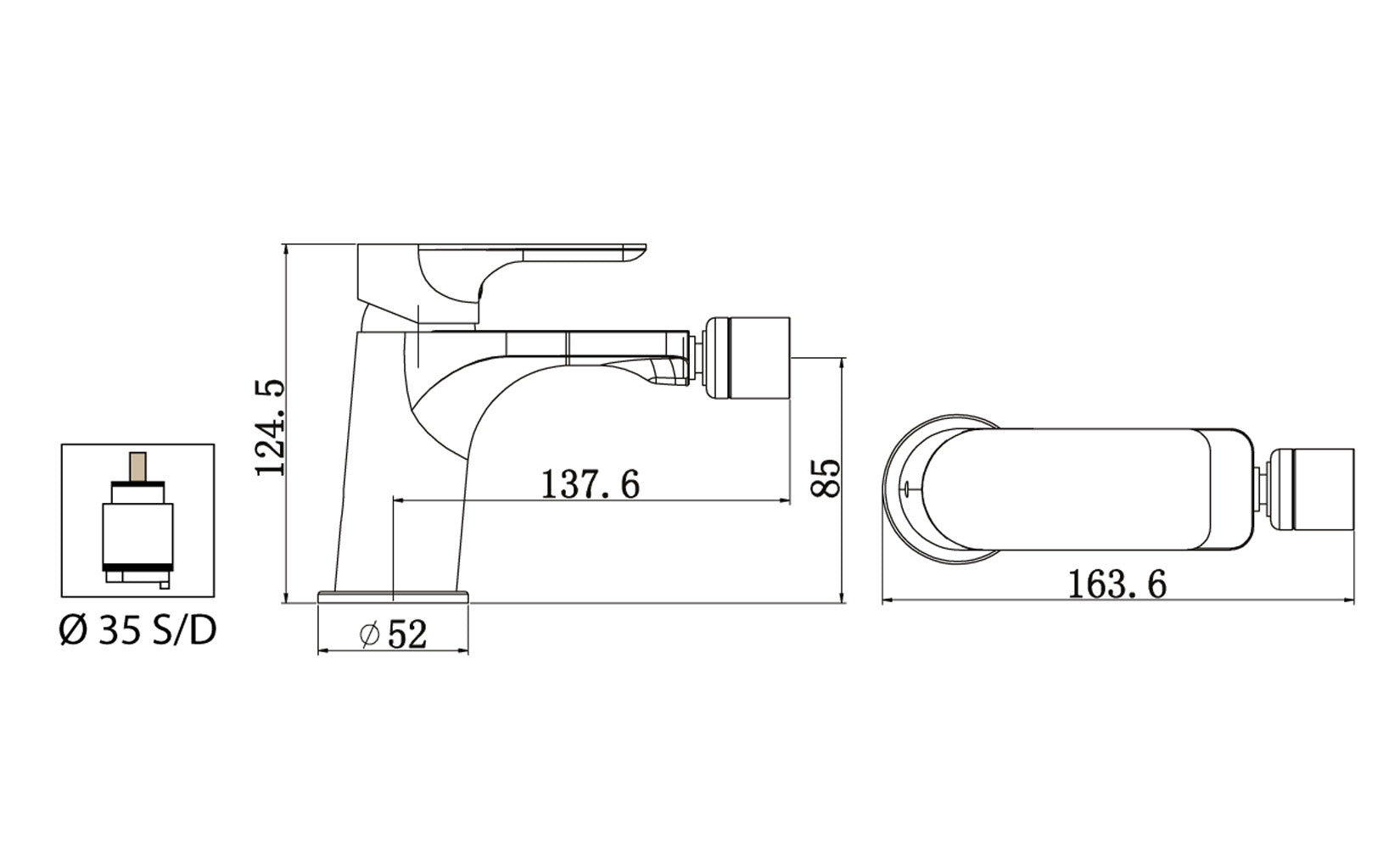 Miscelatore Bidet Con Piletta Scarico Automatico 1" 1/4" Duemmeggi Smart Installazione Appoggio Monoforo 1 Foro 1 Leva Manopola Monocomando Stile Moderno Ottone Finitura Cromata Made in Italy Garanzia 5 Anni