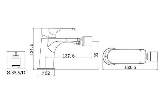 Miscelatore Bidet Con Piletta Scarico Automatico 1" 1/4" Duemmeggi Smart Installazione Appoggio Monoforo 1 Foro 1 Leva Manopola Monocomando Stile Moderno Ottone Finitura Cromata Made in Italy Garanzia 5 Anni
