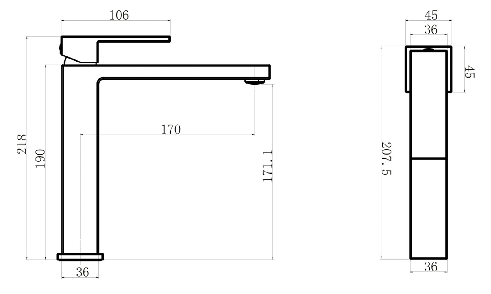 Miscelatore Lavabo Medio Senza Piletta di Scarico Automatico Duemmeggi Square Ottone Finitura Cromata Monoforo Appoggio Monocomando 1 Foro Leva Stile Moderno Lunghezza 170 mm Altezza 218 mm Made in Italy Garanzia 5 Anni