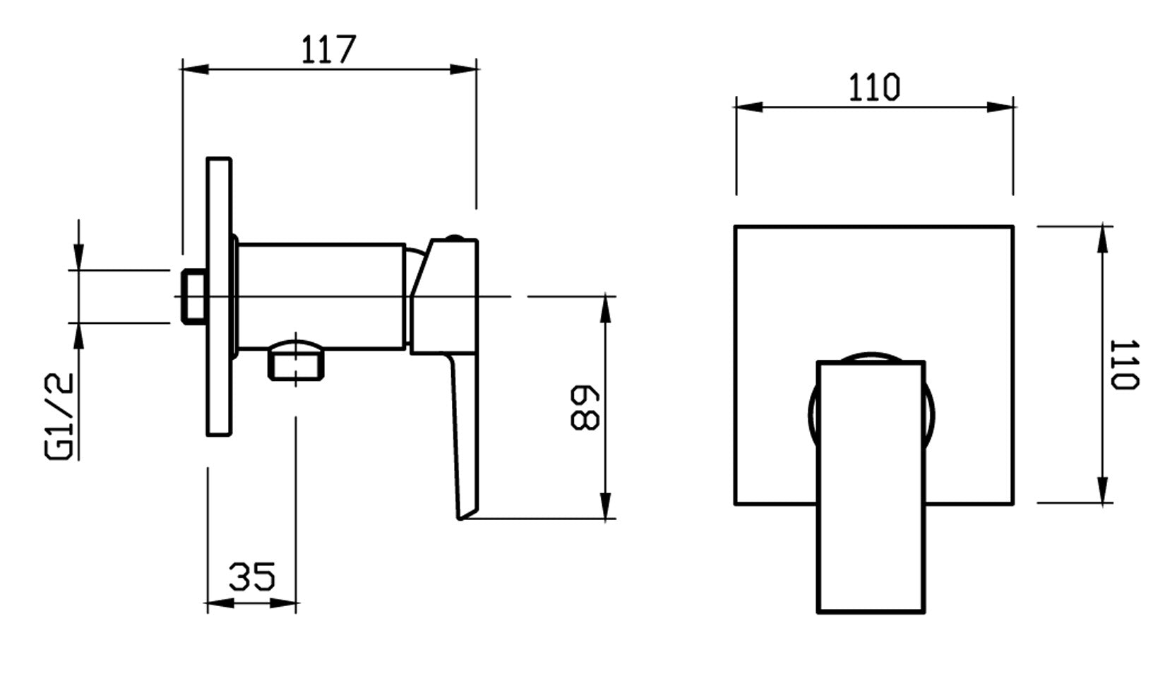 Miscelatore Incasso Doccia Duemmeggi Square Materiale Ottone Finitura Cromata 1 Via con Piastra 1 Foro Mondocomando 1 Leva Manopola Stile Moderno Squadrato Parete Muro Meccanico Made in Italy Garanzia 5 Anni