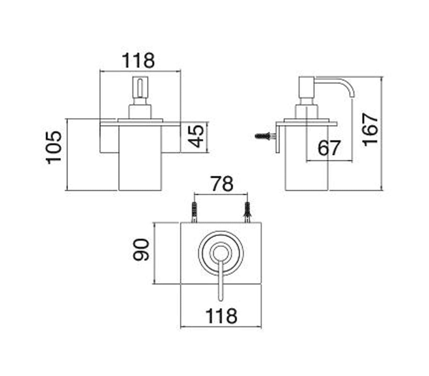 Rubinetterie Treemme 3M 5MM IT 9041 IS ZZ ZZ Portadosatore Porta Dispenser Bagno Incasso A Parete Materiale Acciaio Finitura Inox Con Dosatore In Corian e Pompetta In Acciaio Inox
