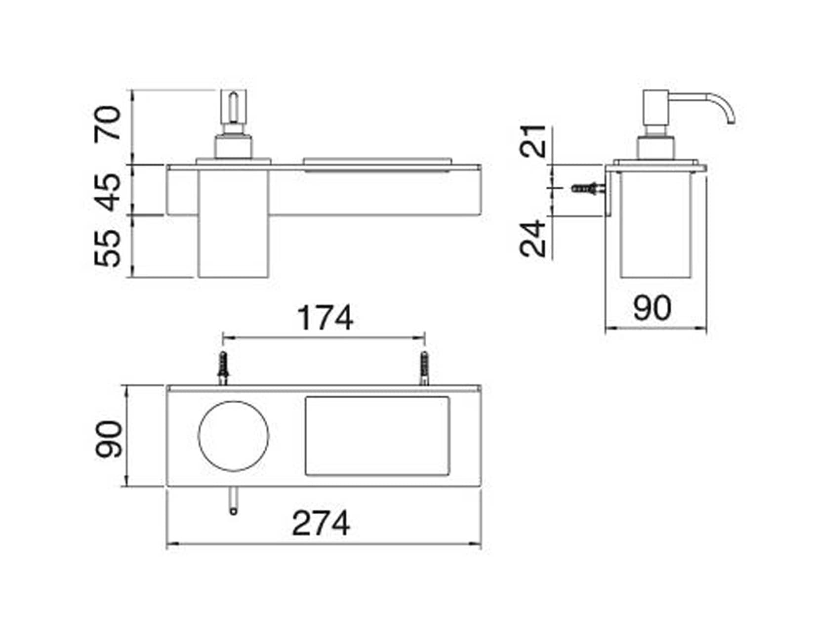 Rubinetterie Treemme 3M 5mm IT 9072 IS ZZ ZZ Portadosatore E Portaoggetti Bagno Incasso A Parete Materiale Acciaio INOX Finitura Acciaio Inox Dosatore E Mensola In Corian