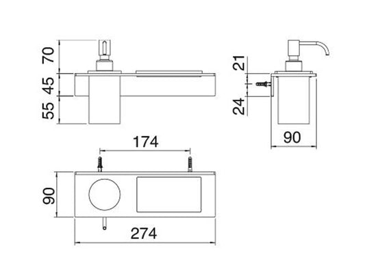 Rubinetterie Treemme 3M 5mm IT 9072 IS ZZ ZZ Portadosatore E Portaoggetti Bagno Incasso A Parete Materiale Acciaio INOX Finitura Acciaio Inox Dosatore E Mensola In Corian