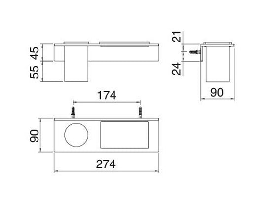 Rubinetterie Treemme 3M 5MM IT 9075 IS ZZ ZZ Portabicchiere E Portaoggetti Bagno Incasso A Parete Materiale Acciaio INOX Finitura Acciaio Inox Bicchiere E Mensola In Corian