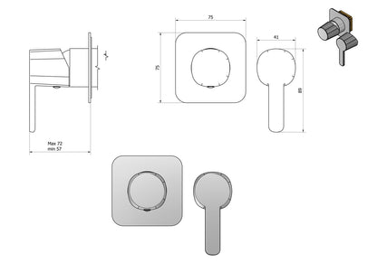 Miscelatore doccia incasso una via completo marca IB rubinetti modello Taaac rubinetteria rubinetto ottone cromato fontana finitura cromo rivenditore autorizzato campania arredamento garanzia 10 anni qualità made in italy azienda certificata 