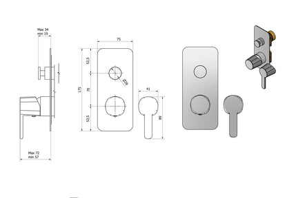 Miscelatore doccia Incasso due vie completo marca IB rubinetti modello Taaac rubinetteria rubinetto ottone cromato fontana finitura cromo rivenditore autorizzato campania arredamento garanzia 10 anni qualità made in italy azienda certificata 
