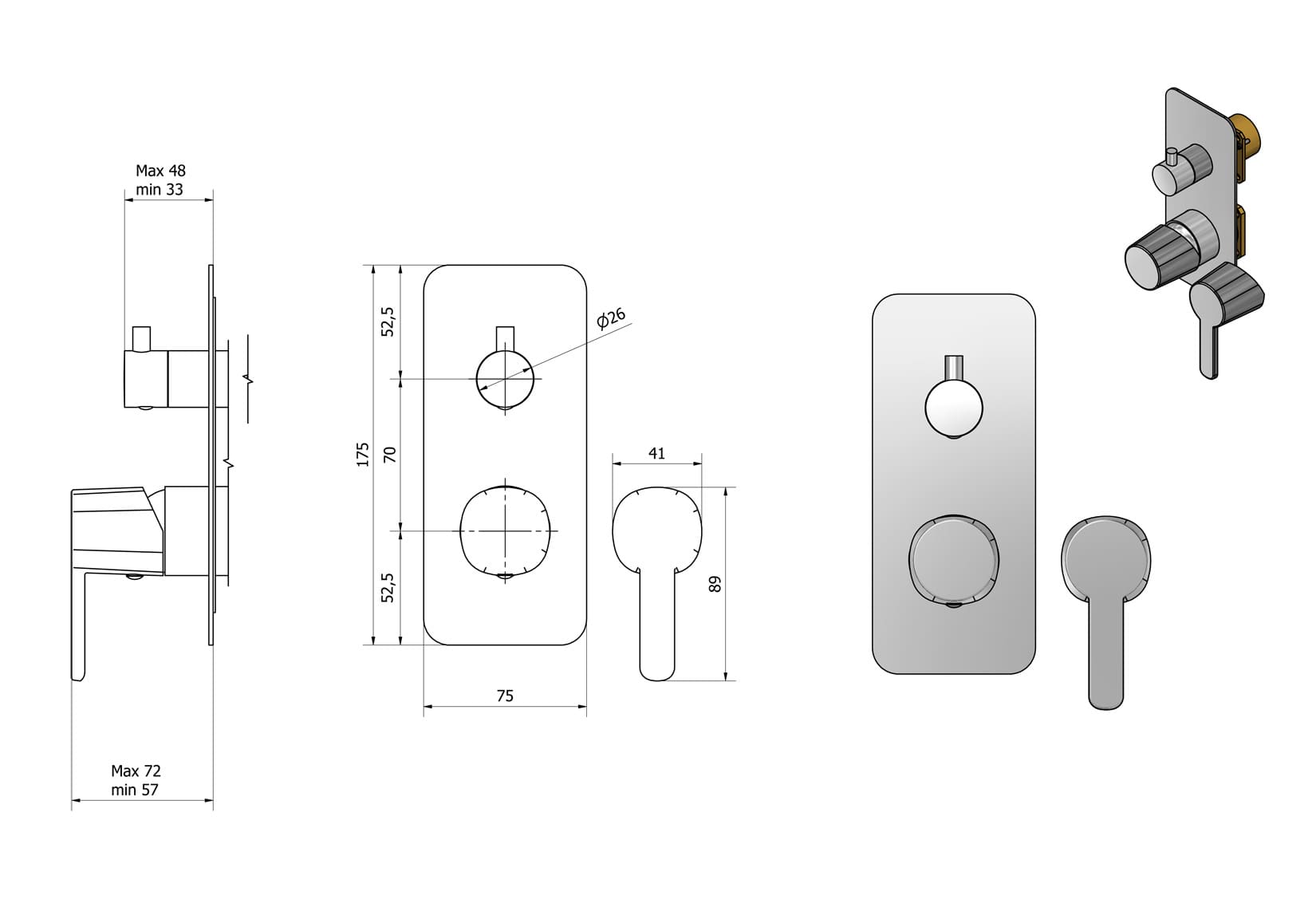 Miscelatore doccia Incasso tre vie completo marca IB rubinetti modello Taaac rubinetteria rubinetto ottone cromato fontana finitura cromo rivenditore autorizzato campania arredamento garanzia 10 anni qualità made in italy azienda certificata 