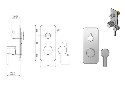 Miscelatore doccia Incasso tre vie completo marca IB rubinetti modello Taaac rubinetteria rubinetto ottone cromato fontana finitura cromo rivenditore autorizzato campania arredamento garanzia 10 anni qualità made in italy azienda certificata 