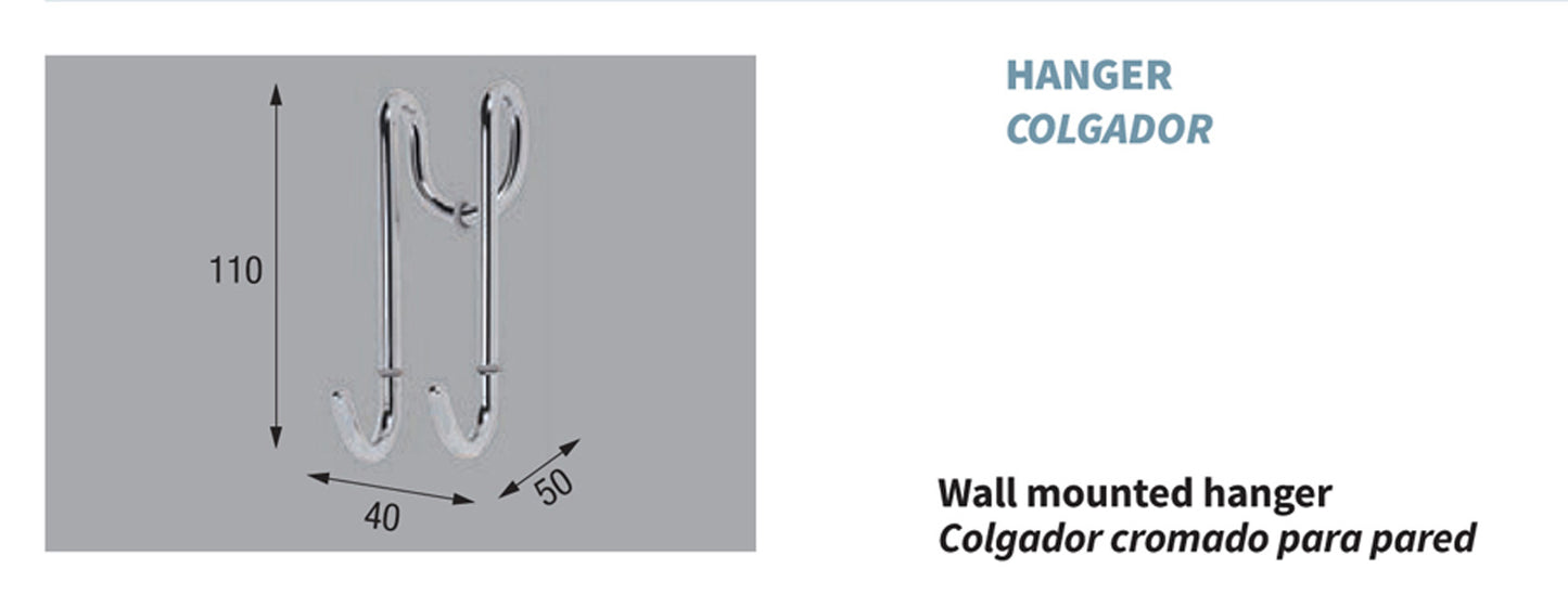 Novellini Appendino in Metallo cromato in filo per vetro Codice: R90APPEN0F Gancio Portasciugamani Portaccappatoio Porta Asciugamani Accappatoio Misura 40x50x110 mm