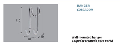 Novellini Appendino in Metallo cromato in filo per vetro Codice: R90APPEN0F Gancio Portasciugamani Portaccappatoio Porta Asciugamani Accappatoio Misura 40x50x110 mm