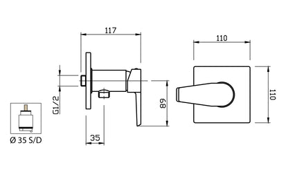 Miscelatore Incasso Doccia Duemmeggi Air Installazione Parete Muro 1 Via 1 Leva Manopola Monocomando Meccanico Stile Moderno Con Piastra Materiale Ottone Finitura Cromata Made in Italy Garanzia 5 Anni