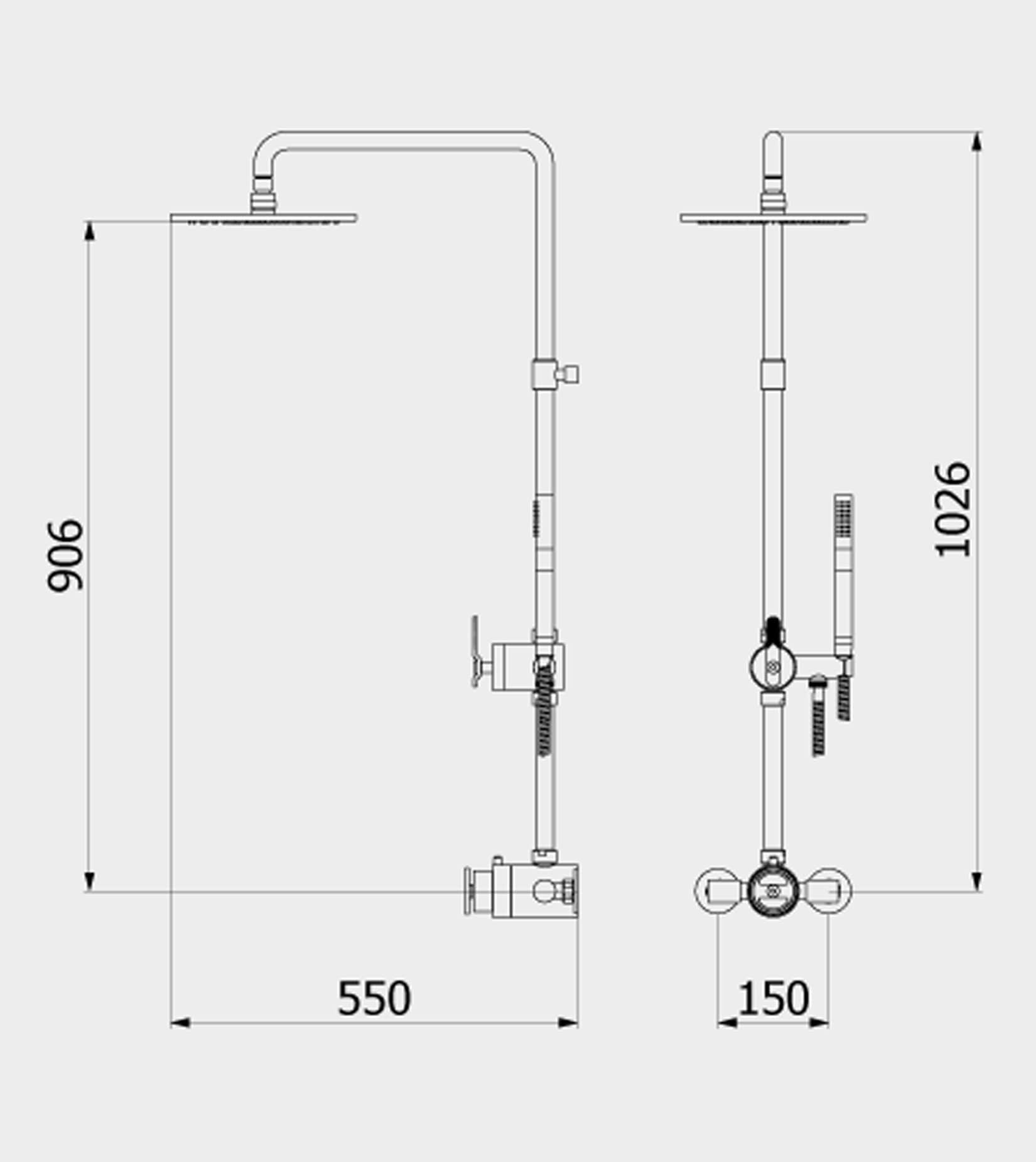 IB Rubinetti SHOWER COLUMNS Gruppo Colonna Doccia Bold Attrezzata Multifunzione A Parete Frontale Miscelatore Termostatico Materiale Ottone Finitura Cromata Senza Indromassaggio Con Doccetta E Soffione Anticalcare