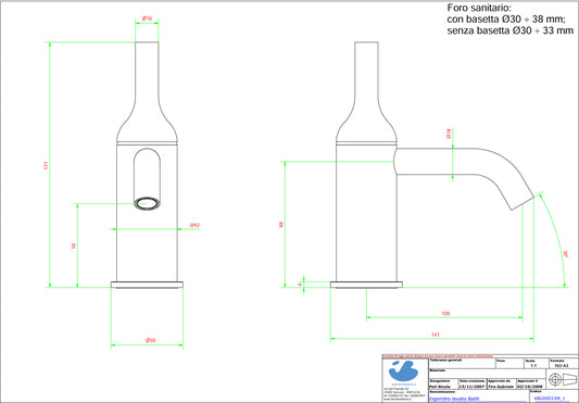 Miscelatore lavabo completo di piletta di scarico Click-Clack marca IB rubinetti modello Batlò rubinetteria rubinetto ottone cromato bagno