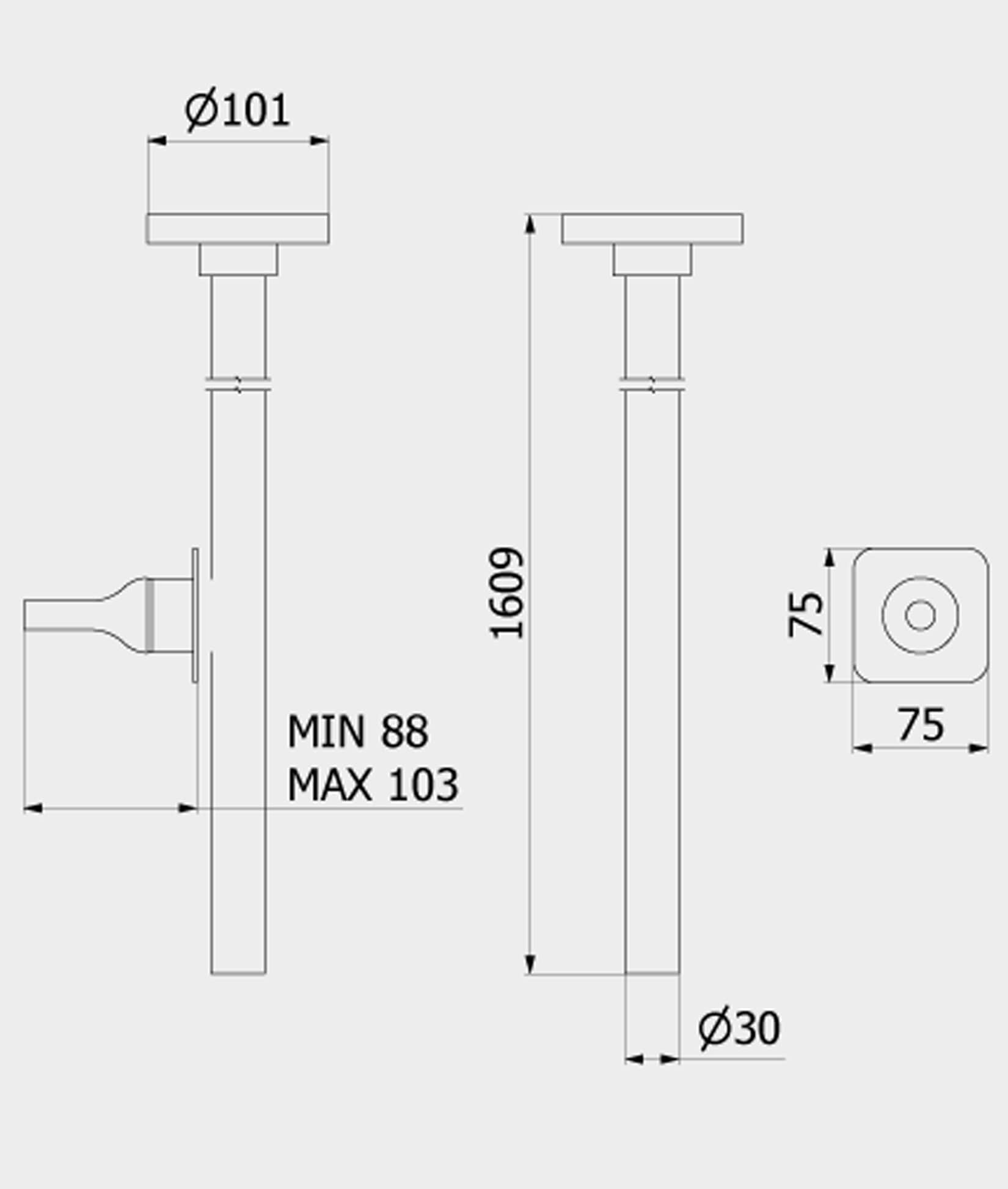 Miscelatore rubinetto lavabo da soffitto alimentato con comando remoto incluso marca IB rubinetti modello Batlò rubinetteria parete muro ottone cromato bagno
