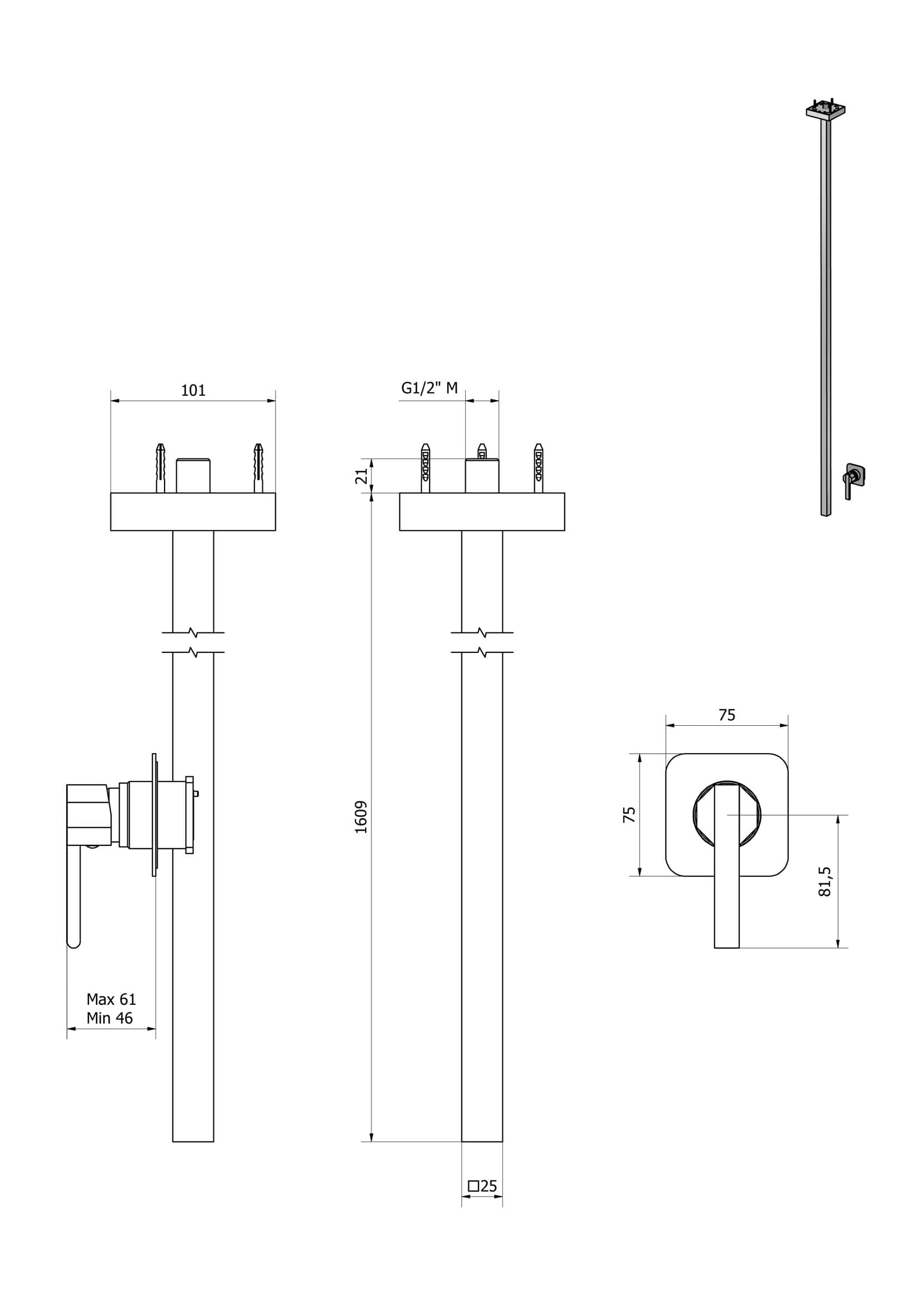 Miscelatore lavabo da soffitto alimentato con comando remoto incluso marca IB rubinetti modello Belmondo Elle rubinetteria rubinetto ottone cromato bagno Rivenditore Autorizzato Campania Arredamento Arredo Finitura Cromo Fontana garanzia 10 anni azienda