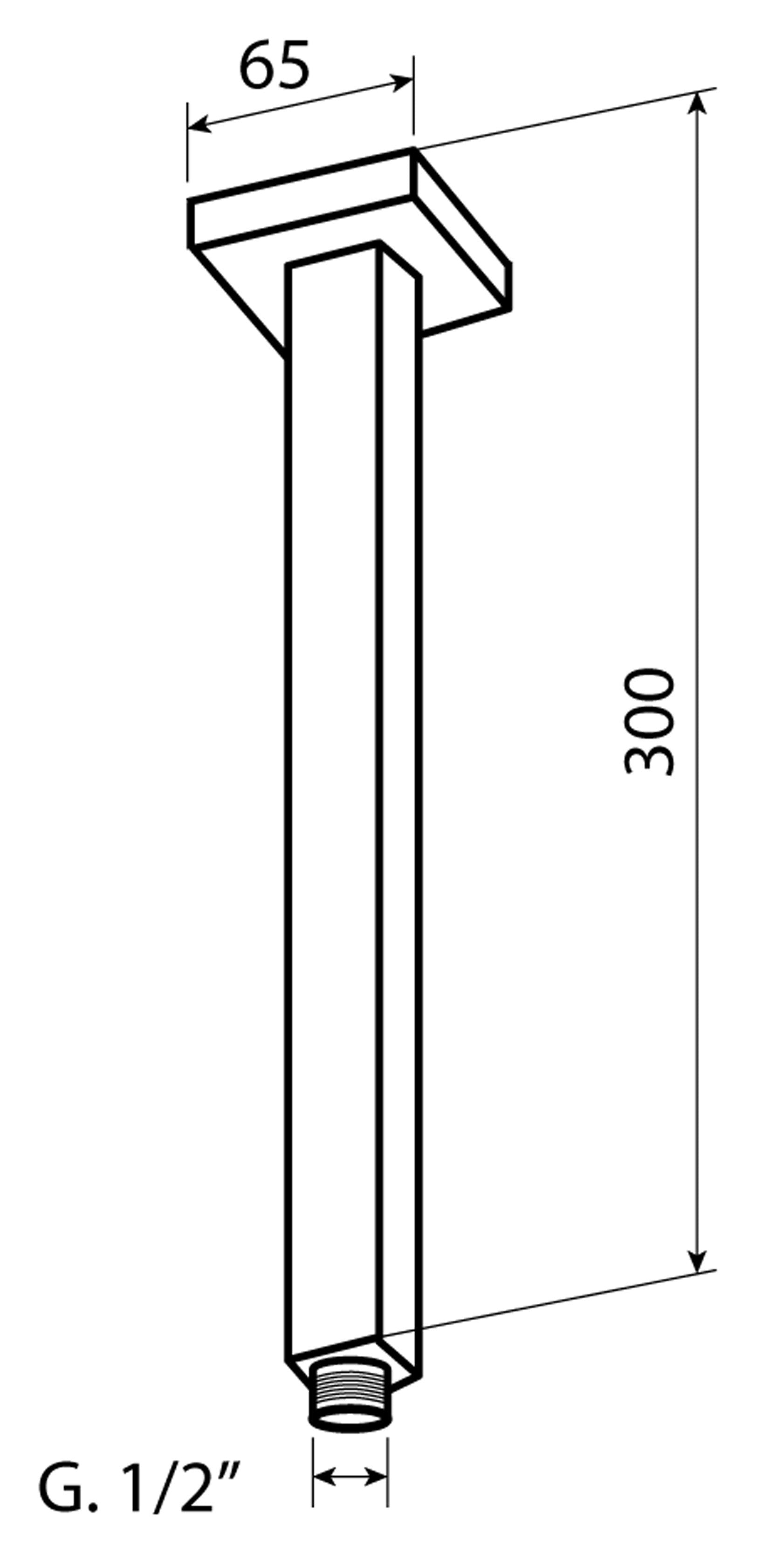 Duemmeggi Braccio Quadro Soffitto Doccia 300 MM Ottone Finitura Cromata Made in Italy Garanzia 5 Anni