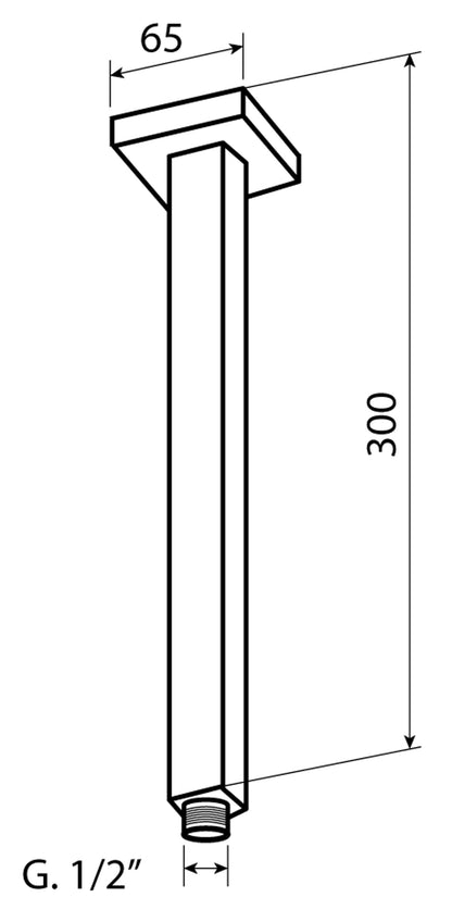 Duemmeggi Braccio Quadro Soffitto Doccia 300 MM Ottone Finitura Cromata Made in Italy Garanzia 5 Anni