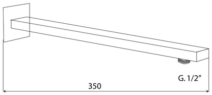 Duemmeggi Braccio Quadro Slim Doccia 350 MM Installazione Parete Muro Materiale Ottone Finitura Cromata Made in Italy Garanzia 5 Anni