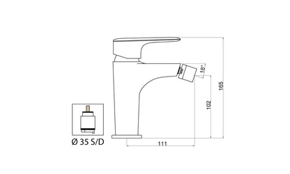 Miscelatore Bidet Con Piletta Scarico Automatico 1" 1/4" Duemmeggi Beta Installazione Appoggio 1 Foro Monoforo 1 Leva Monocomando Manopola Stile Moderno Ottone Finitura Cromata Made in Italy Garanzia 5 Anni