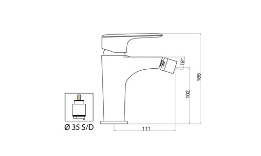 Miscelatore Bidet Con Piletta Scarico Automatico 1" 1/4" Duemmeggi Beta Installazione Appoggio 1 Foro Monoforo 1 Leva Monocomando Manopola Stile Moderno Ottone Finitura Cromata Made in Italy Garanzia 5 Anni