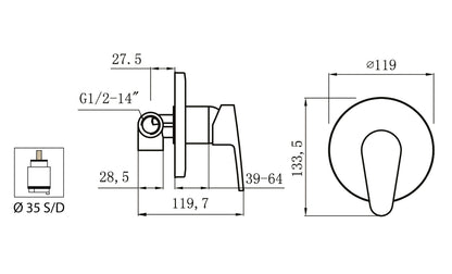 Miscelatore Incasso Doccia Duemmeggi Beta Installazione Muro Parete 1 Via 1 Leva Manopola Monocomando 1 Foro Monoforo Con Piastra Stile Moderno Classico Materiale Ottone Finitura Cromata Made in Italy Garanzia 5 Anni