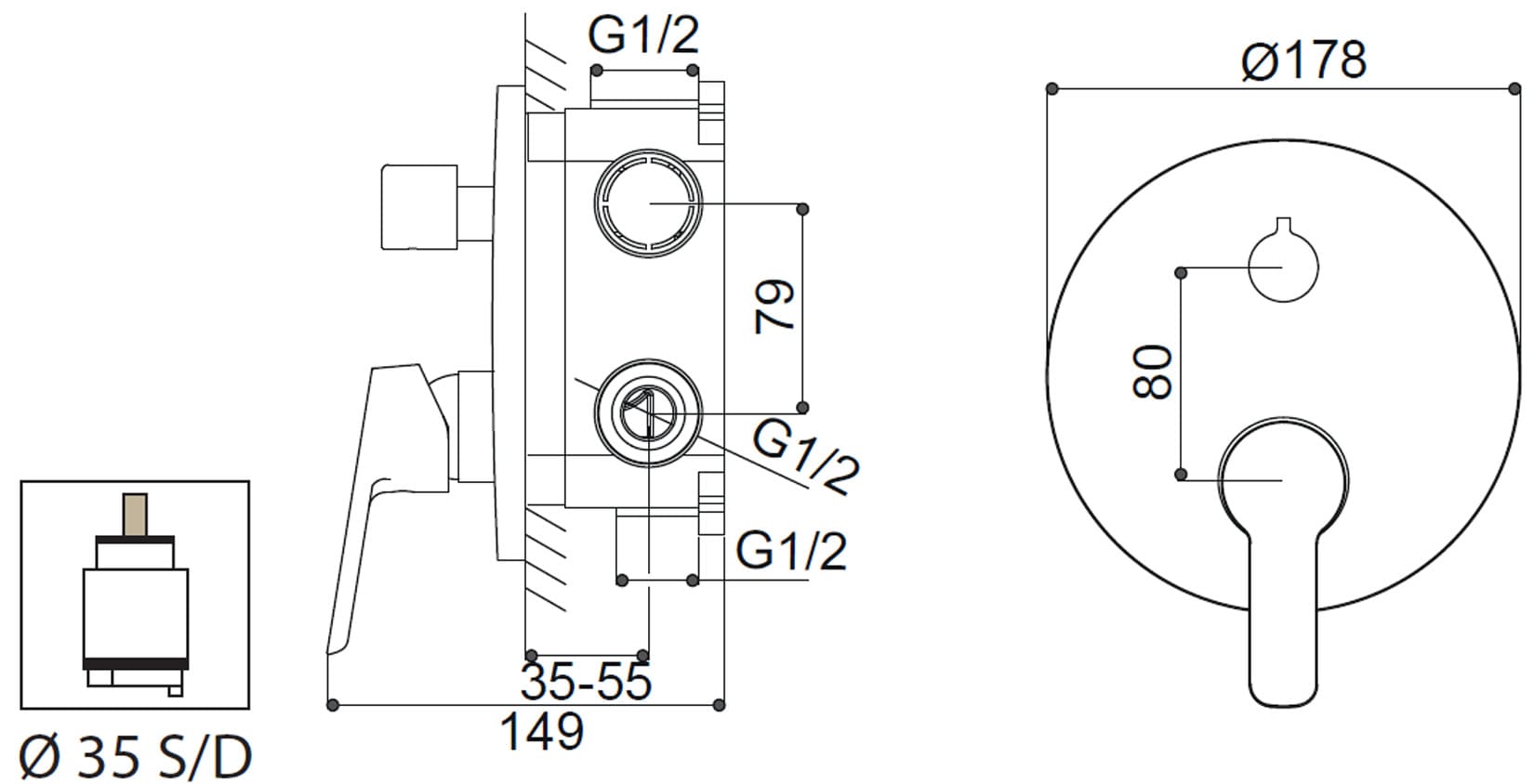 Miscelatore Incasso Doccia Con Deviatore Automatico Duemmeggi Beta 2 Vie Con Piastra Stile Moderno Forma Tondeggiante Meccanico 2 Fori 1 Leva Manopola Monocomando Ottone Finitura Cromata Made in Italy Garanzia 5 Anni