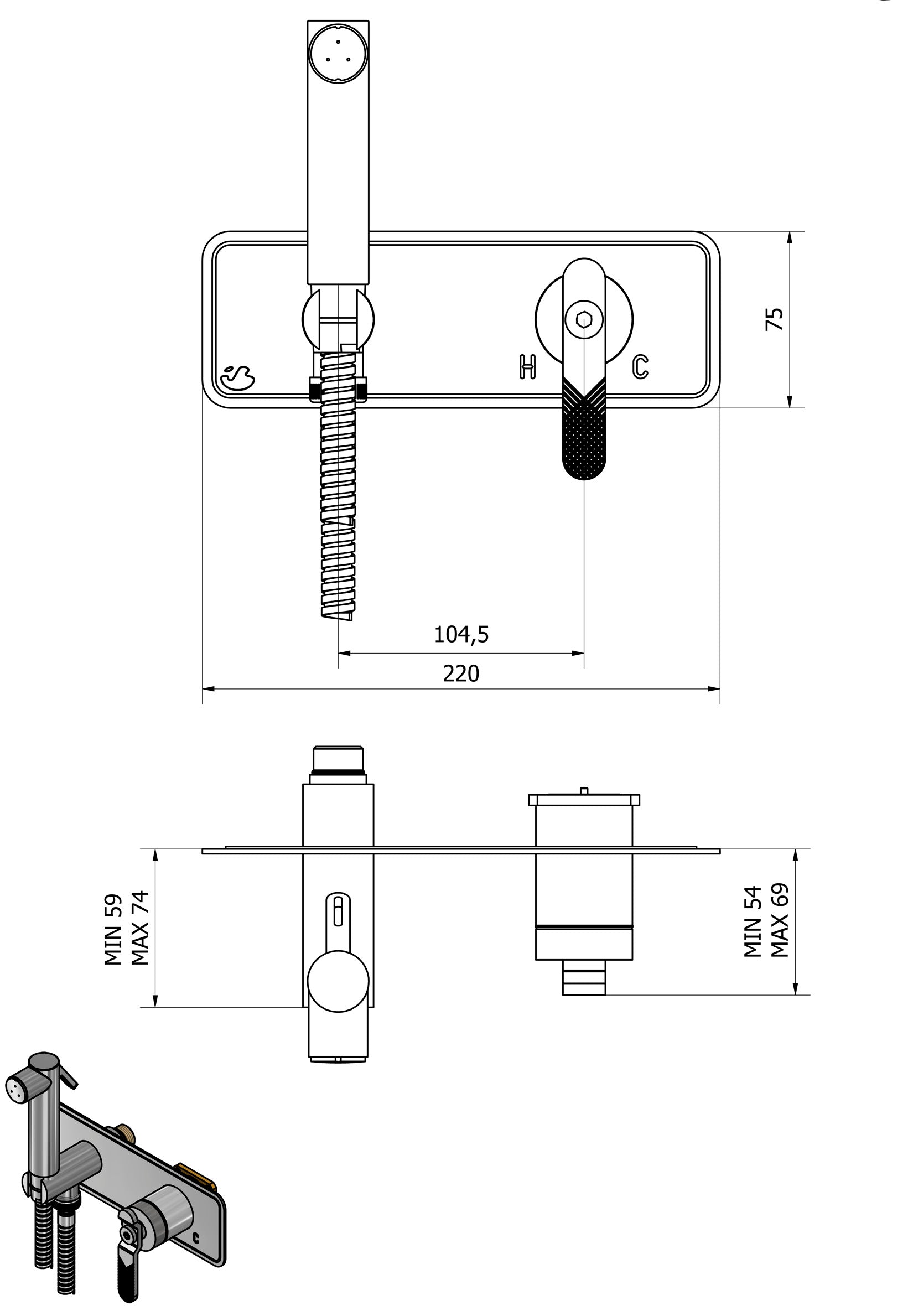 Idroscopino marca IB modello Bold Lever Flat finitura cromato parete cromo set di parti esterne per idroscopino igienico con miscelatore arredo bagno azienda casa home rivenditore autorizzato campania napoli garanzia 10 anni qualità made in italy
