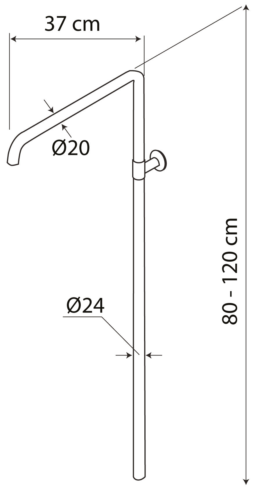 Colonna Doccia Duemmeggi Eco in Ottone, Regolabile In Altezza Con Presa Acqua Soffione Inox Slim 316 Tondo Diametro 250 mm Con Doccetta Tonda In ABS Finitura Cromata