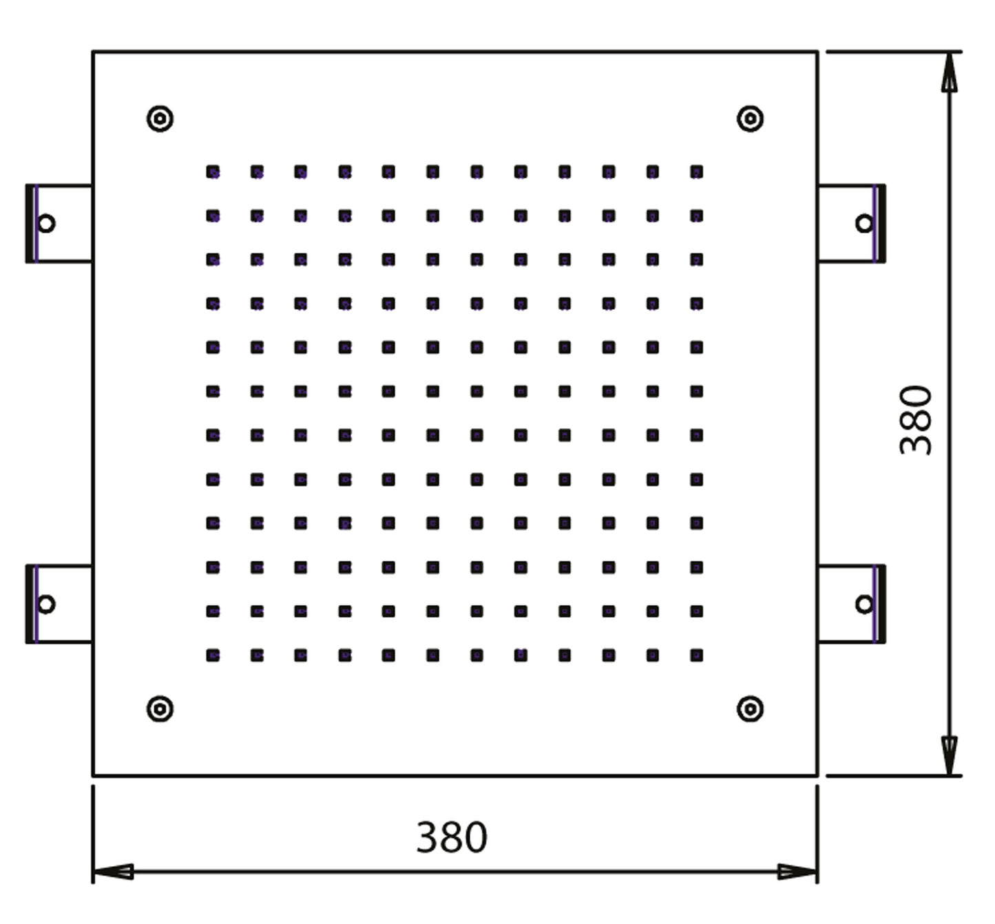 Soffione Duemmeggi Temptation Square 380 Inox Lucido 380x380 mm Incassato Soffitto Getto Singolo Pioggia Luci LED RGB Cromoterapia Radiocomando E Alimentatore