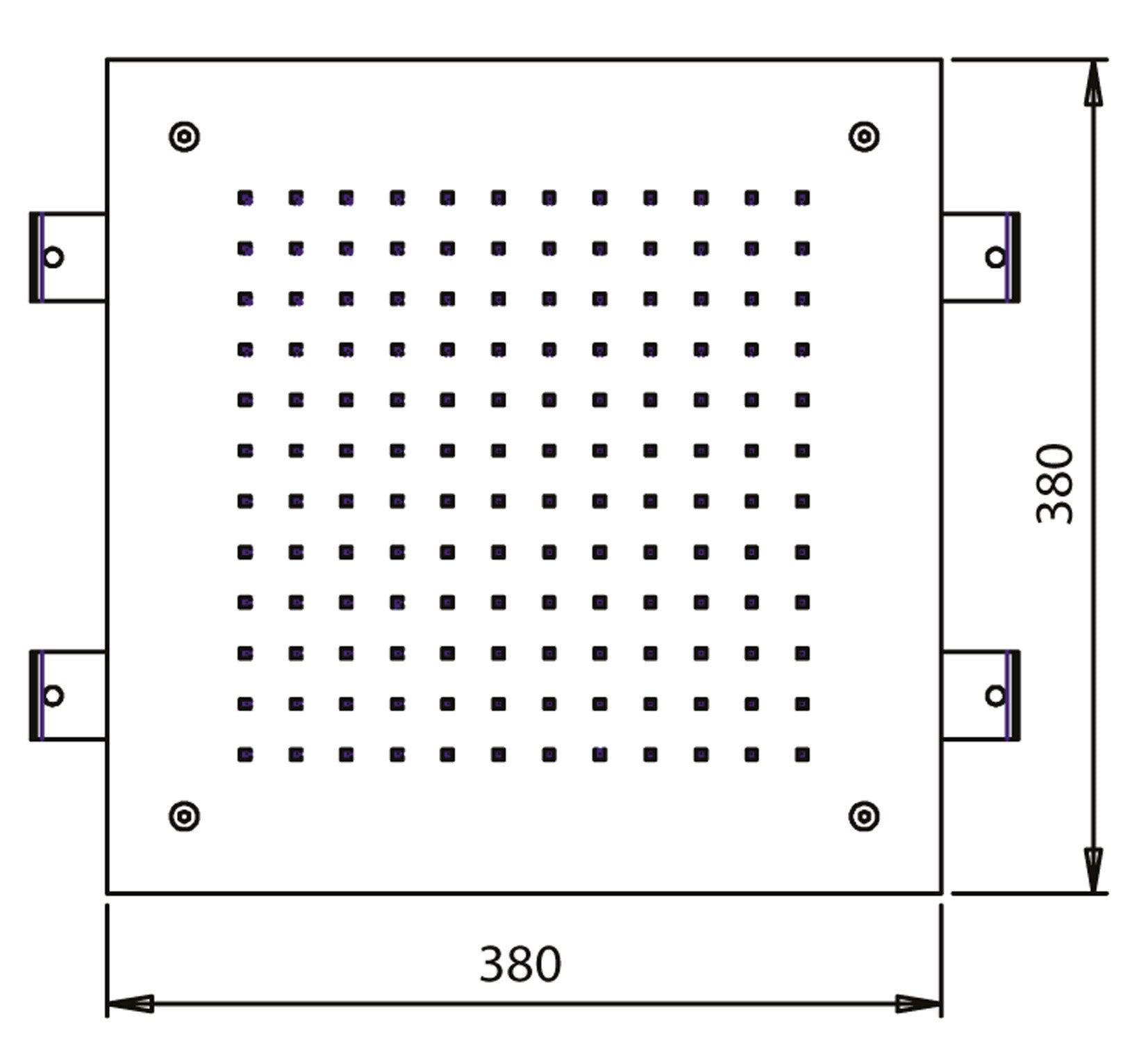 Soffione Duemmeggi Temptation Square 380 Inox Lucido 380x380 mm Incassato Soffitto Getto Singolo Pioggia Luci LED RGB Cromoterapia Radiocomando E Alimentatore