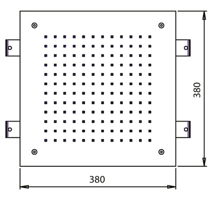 Soffione Duemmeggi Temptation Square 380 Inox Lucido 380x380 mm Incassato Soffitto Getto Singolo Pioggia Luci LED RGB Cromoterapia Radiocomando E Alimentatore