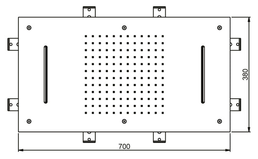 Soffione Duemmeggi Temptation Rectangular Acciaio Inox Lucido 380x700 mm Incassato Soffitto Getto Doppio Pioggia E Doppia Cascata Luci LED RGB Cromoterapia Radiocomando E Alimentatore