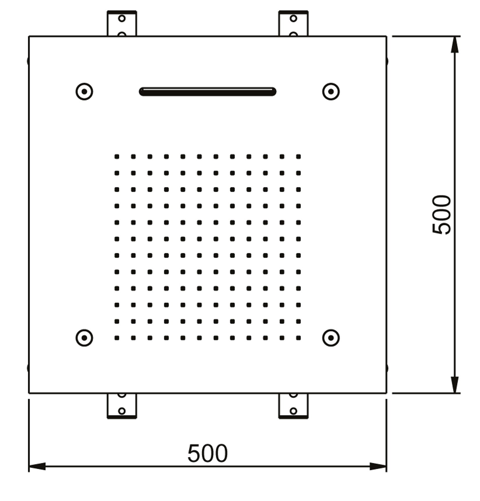 Duemmeggi Soffione Temptation Square Acciaio Inox Lucido mm 500x500 Incassato Soffitto Triplo Getto Pioggia Cascata E Nebulizzatore Luci LED RGB Cromoterapia Radiocomando E Alimentatore