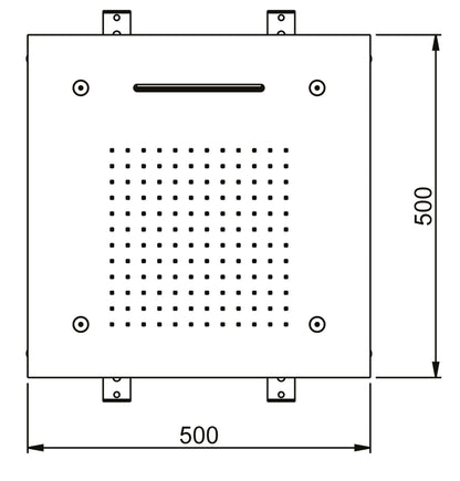 Duemmeggi Soffione Temptation Square Acciaio Inox Lucido mm 500x500 Incassato Soffitto Triplo Getto Pioggia Cascata E Nebulizzatore Luci LED RGB Cromoterapia Radiocomando E Alimentatore
