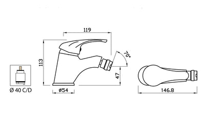 Miscelatore Bidet Scarico Automatico 1" 1/4" Duemmeggi Gamma Appoggio 1 Foro Monoforo 1 Leva Manopola Monocomando Stile Moderno Classico Contemporaneo Economico Materiale Ottone Finitura Cromata Made in Italy Garanzia 5 Anni
