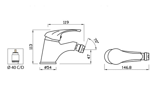 Miscelatore Bidet Scarico Automatico 1" 1/4" Duemmeggi Gamma Appoggio 1 Foro Monoforo 1 Leva Manopola Monocomando Stile Moderno Classico Contemporaneo Economico Materiale Ottone Finitura Cromata Made in Italy Garanzia 5 Anni