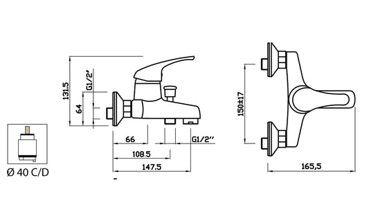 Miscelatore Vasca Esterno Con Duplex E Set Doccia Duemmeggi Gamma Installazione Muro Parete 3 Fori 1 Leva Manopola Monocomando Con Doccetta Stile Moderno Classico Contemporaneo Materiale Ottone Finitura Cromata Made in Italy Garanzia 5 Anni