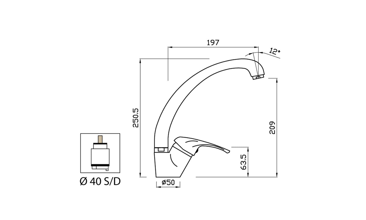 Miscelatore Lavello Canna Snodata Alta Duemmeggi Gamma Appoggio 1 Foro Monoforo 1 Leva Manopola Monocomando Stile Moderno Classico Contemporaneo Materiale Ottone Finitura Cromata Made in Italy Garanzia 5 Anni