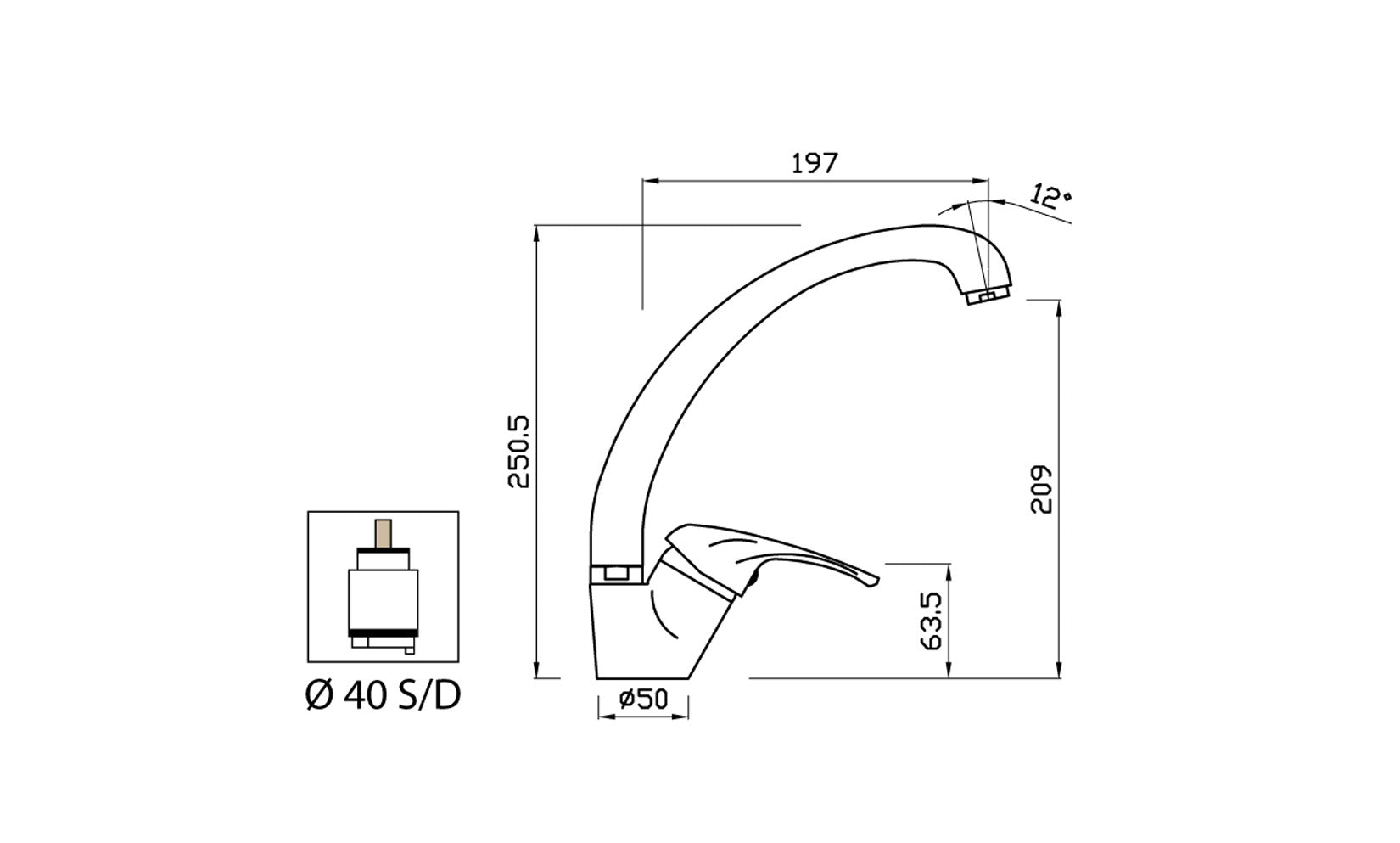 Miscelatore Lavello Canna Snodata Alta Duemmeggi Gamma Appoggio 1 Foro Monoforo 1 Leva Manopola Monocomando Stile Moderno Classico Contemporaneo Materiale Ottone Finitura Cromata Made in Italy Garanzia 5 Anni